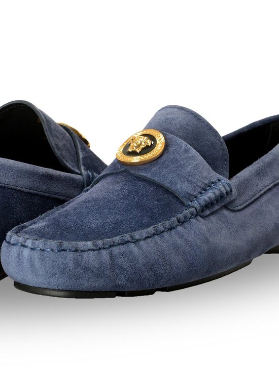 Versace Men\'s 100% Suede Leather Gold Medusa Driver Loafers Shoes US 9 IT 42 main image 5